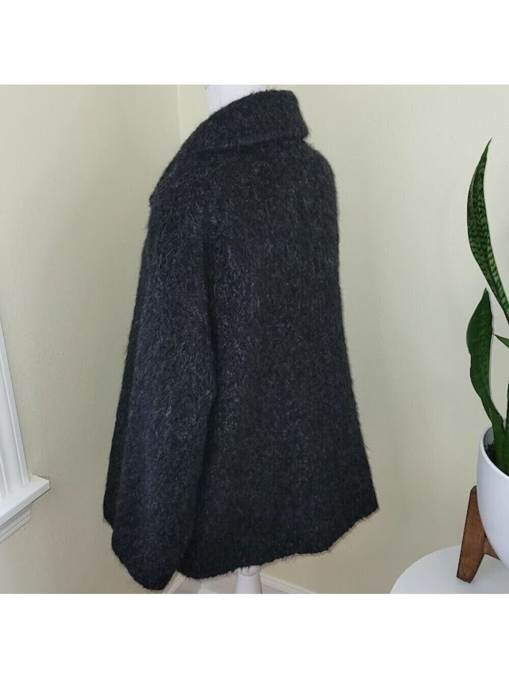 Eileen Fisher Alpaca Boucle Classic Collar Short Coat Charcoal Women's Size M - Picture 6 of 15